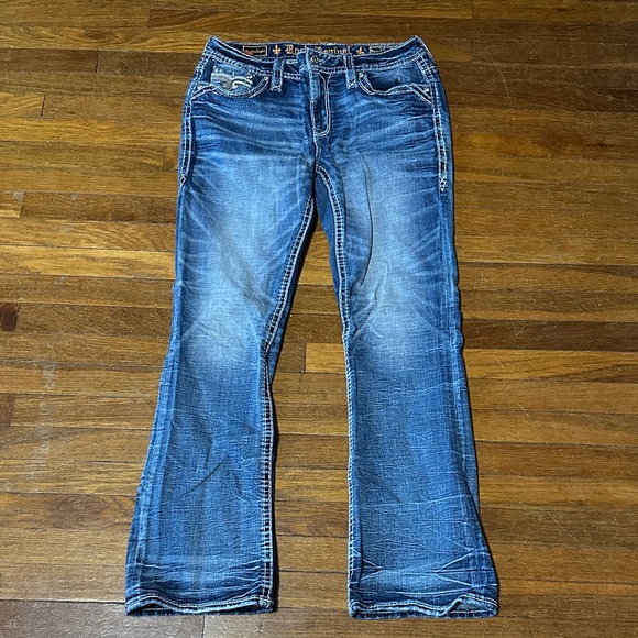 RARE! Rock Revival “Amberlight” Women's Distressed Blue Boot Cut Jeans, Sz 29 - Picture 3 of 9